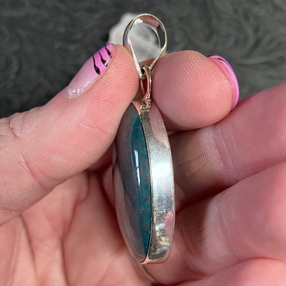 Unisex Heliotrope Bloodstone Pendant Stone Crystal Jewelry - Picture 5 of 8